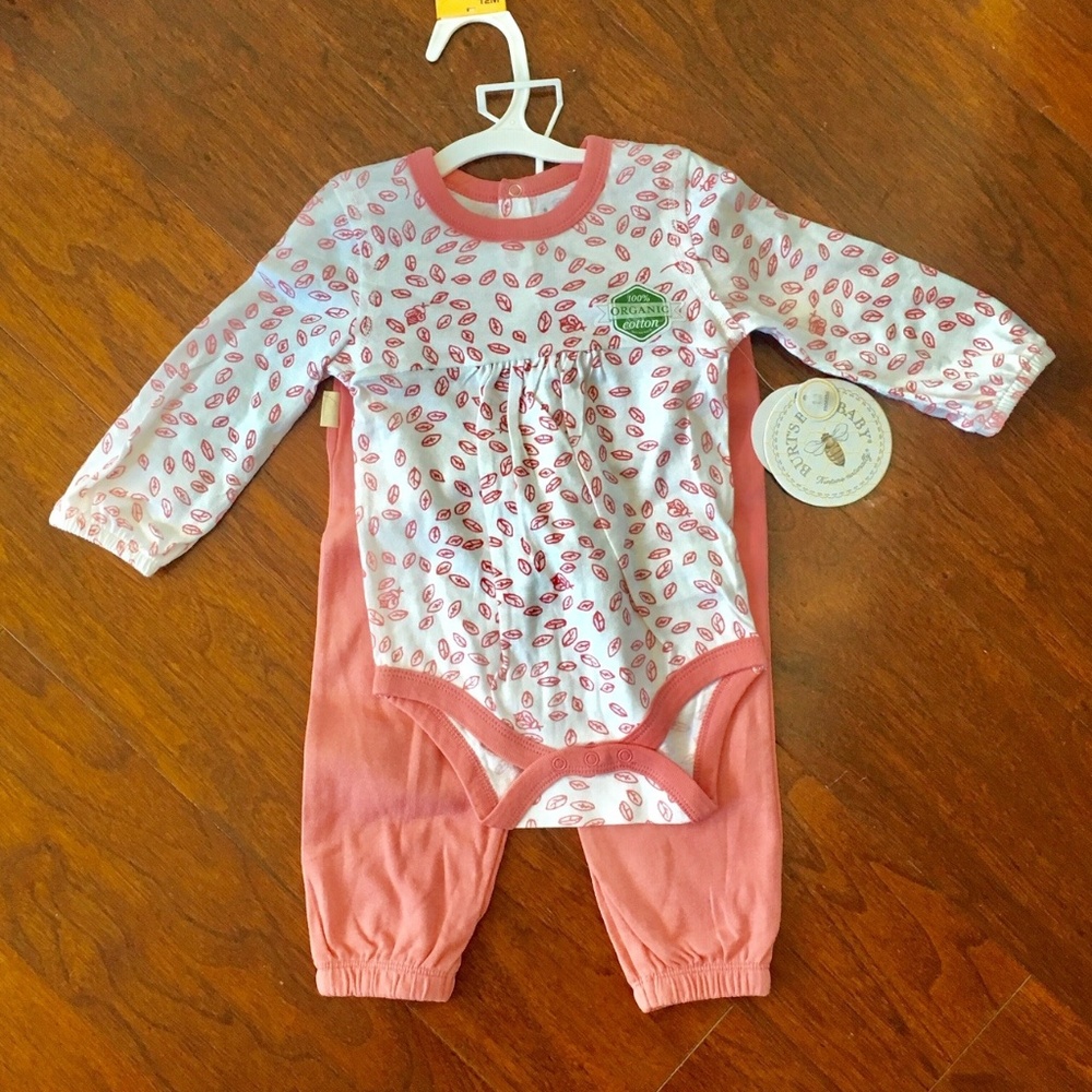 New w Tags - 12m pink outfit - Burt's Bees Organic